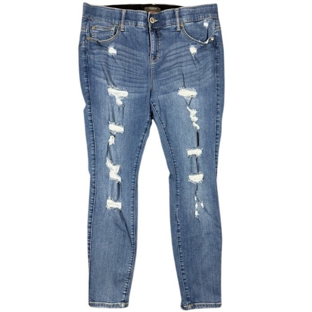 Torrid Bombshell Skinny Jeans Womens 16R Medium Wash Distressed Premium Stretch